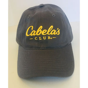 Cabela's Club Hat Dark Gray / Yellow Embroidered Adjustable Strap  Baseball Cap